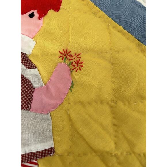 Handmade Hand Sewn Raggedy Ann and Andy Baby Crib Quilt 46x46 Made In 2004 - Picture 5 of 12